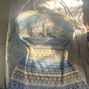 Blue and cream floral boho y2k top🩵 brand self esteem